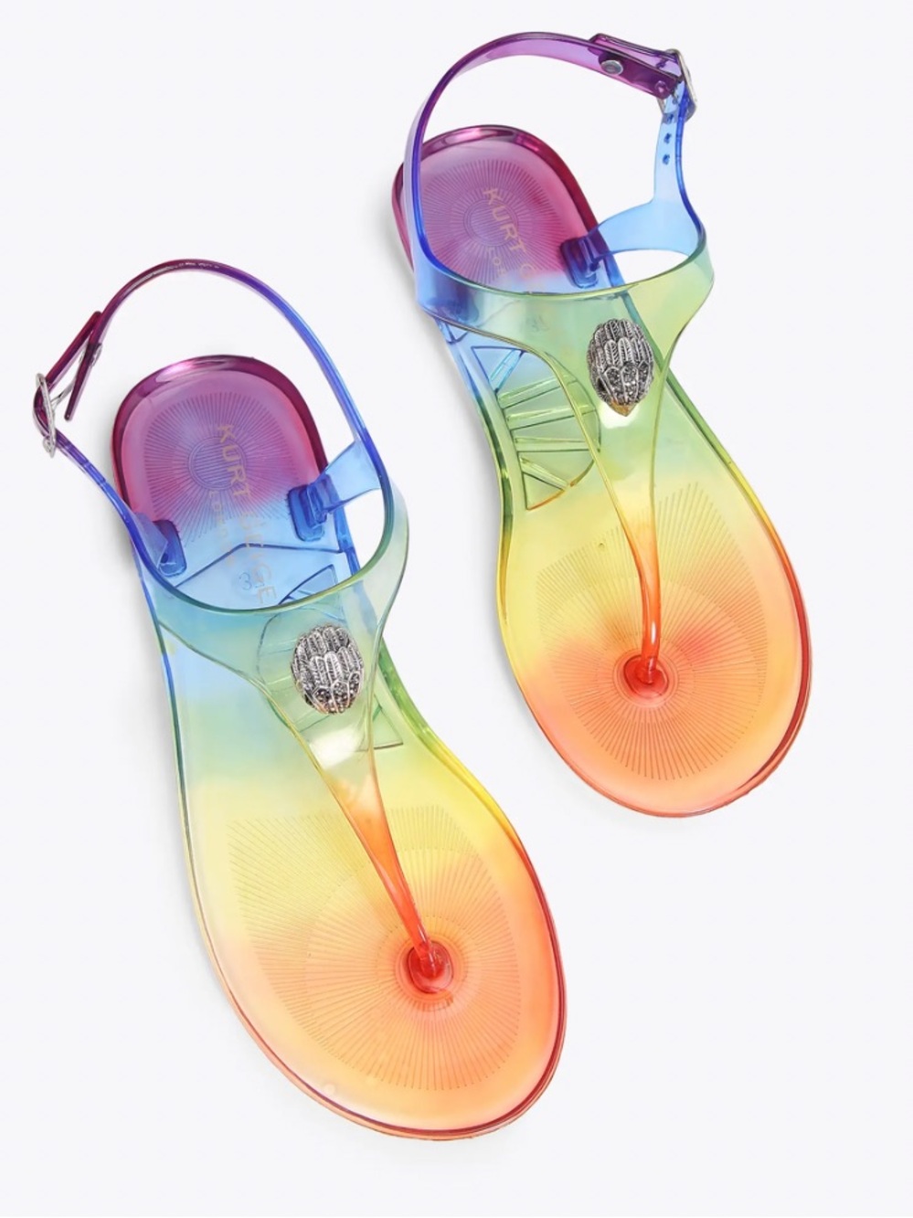 Kurt Geiger Mini Maddison Ombré Rainbow Jelly Sandals Girls Size 4 Ankle Strap
